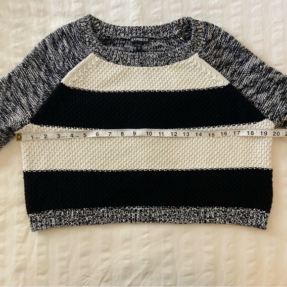 Express Black & White Color-blocked Striped Knit Sweater - Picture 14 of 15